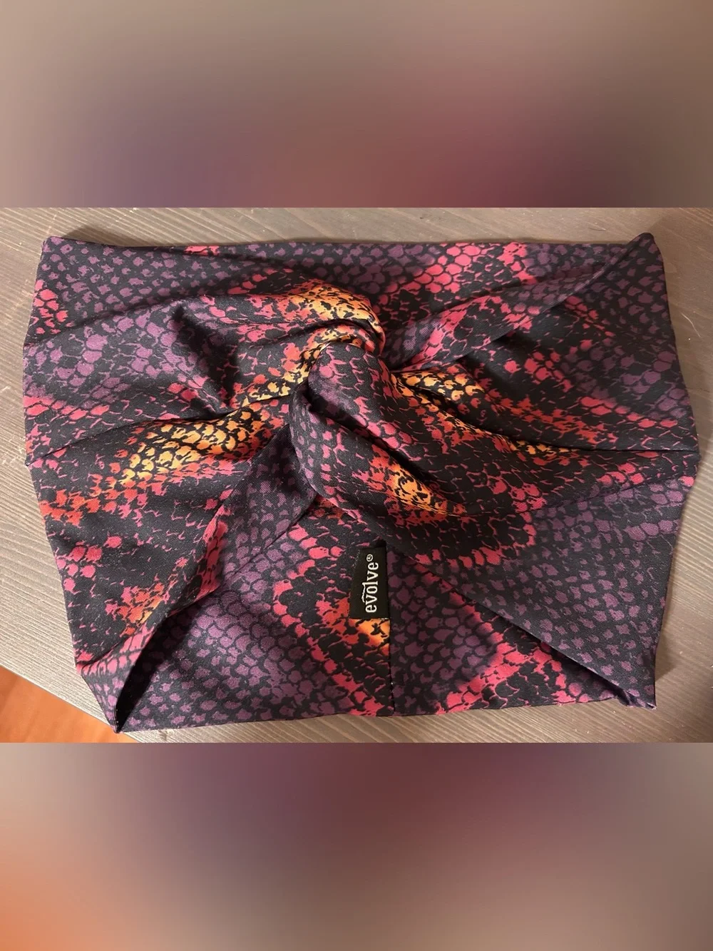 REVOLVE Black Snake-Print Knotted Headband with Pink & Orange Accents